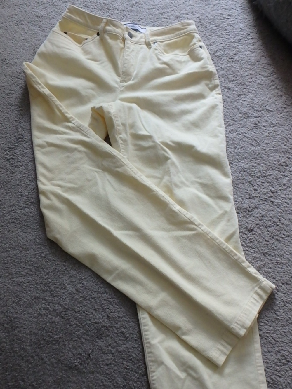 Pale yellow pinwale corduroy jean style pants